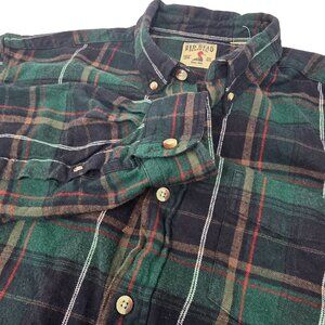 Red Head Brand Co Button‎ Down Flannel Shirt Size Large Men's Green Blue Plaid